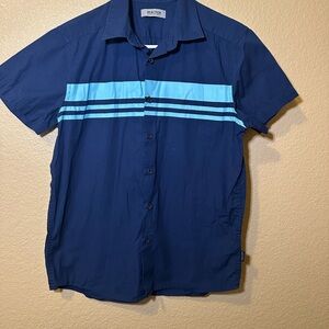 Kenneth Cole Reaction Navy Shirt with Light Blue Stripes